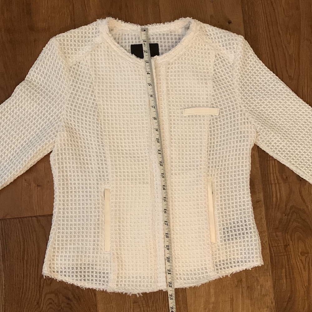 🍦Paige Cream Jacket Cardigan w/ Leather Accents M - Picture 12 of 16